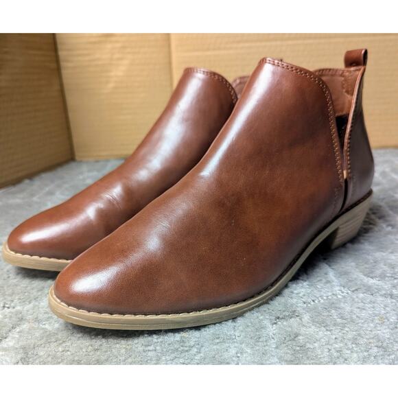Universal Thread Nora Cut Out Ankle Booties Womens Size 11 dark cognac vegan - Picture 2 of 9
